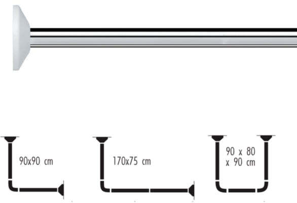 Spirella Bar asta per tenda doccia angolare modulare da fissare in Alu MAGIC UNIVERSAL Finitura lucida