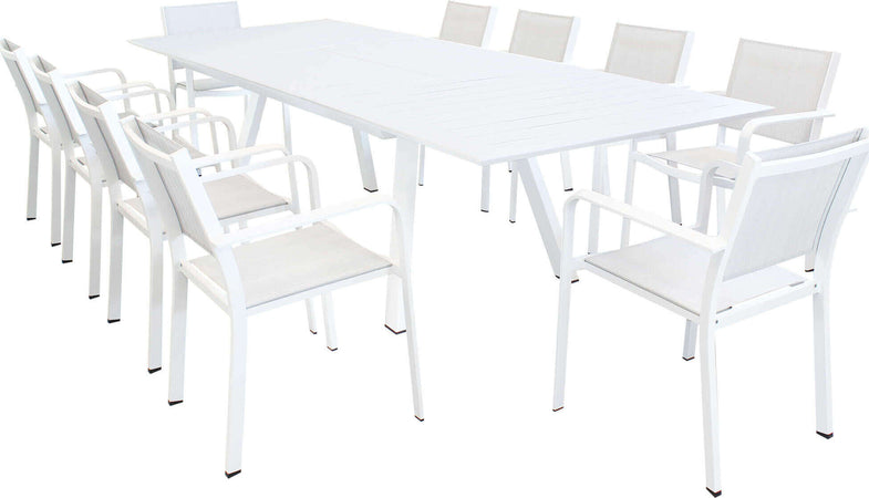 SPLENDOR---set-tavolo-da-giardino-allungabile-200/300x110-compreso-di-10-poltrone-in-alluminio-Bianco-Milani-Home