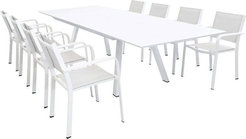 SPLENDOR---set-tavolo-da-giardino-allungabile-200/300x110-compreso-di-8-poltrone-in-alluminio-Bianco-Milani-Home