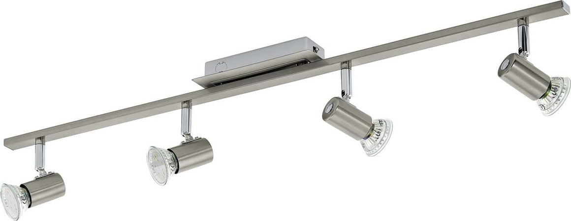 Spot-Moderno-Rottelo-In-Acciaio-Nichel-Satinato-4-Luci-Gu10-4,6W-Ip20
