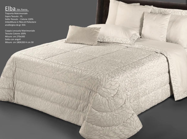 Trapunta matrimoniale art.Elba colore beige Mon Amour imbottitura in fibra poliestere anallergica da gr.350 Sopra tessuto: PL sotto tessuto: cotone 100%