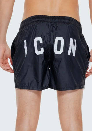 Costume da bagno nero con logo bianco