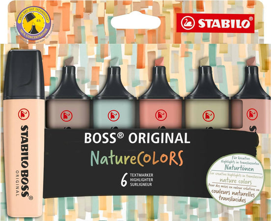 Stabilo Evidenziatore Boss Original Naturecolors, Astuccio Da 6, Sabbia/cenere/foglia Di Tè/terra Di Siena/verde Oliva/fava Di Cacao Cancelleria e prodotti per ufficio/Penne matite scrittura e correzione/Marcatori ed evidenziatori/Evidenziatori Cartoleria Deja Vu - Crotone, Commerciovirtuoso.it