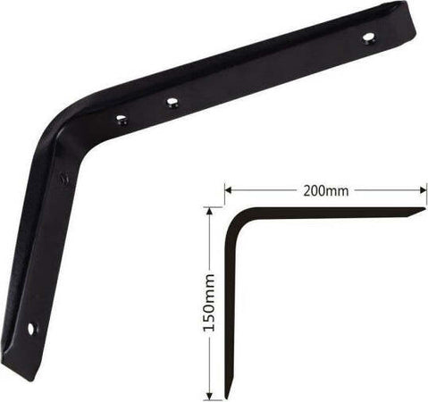 Staffe-Angolari-2pz-Supporto-Staffa-Angolare-Reggimensole-Nero-200-X-150-X-30-Mm