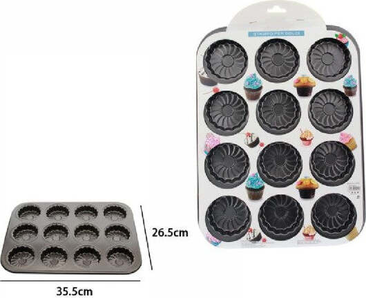 Stampo-Teglia-Vassoio-Antiaderente-12-Muffin-Cupcake-Budino-35,5-X-26,5-Cm-59945