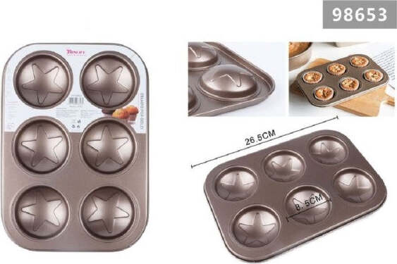 Stampo-Teglia-Vassoio-Antiaderente-6-Muffin-Cupcake-Dolci-Budino-A-Stelle-98653