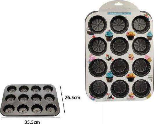 Stampo-Teglia-Vassoio-Antiaderente-Per-12-Muffin-Cupcake-Dolci-Budino-59942