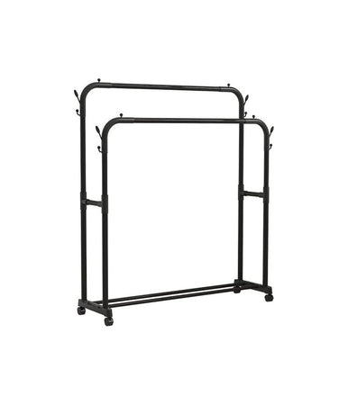Stand Appendiabiti Attaccapanni Abiti Stender Barra Doppio Con Ruote Freno Nero