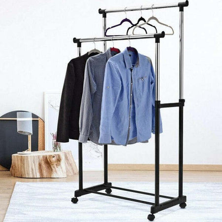 Stand-Appendiabiti-Doppio-Con-Ruote-Stender-Regolabile-In-Altezza-80x40x160-Cm