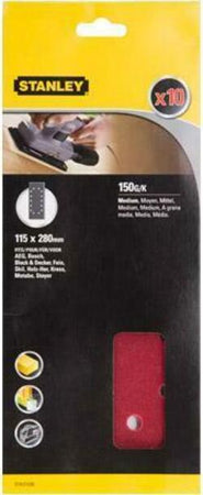 STANLEY-10-FOGLI-ABRASIVI-115X280MM.-14-FORI-GR-ANA-150