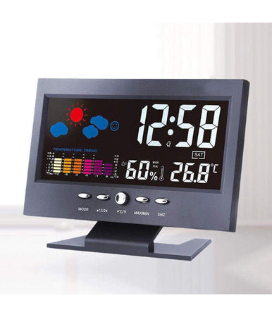Stazione Meteo Igrometro Orologio Sveglia Da Tavolo Display Lcd Color Senza Fili