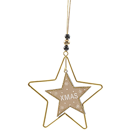 Pendente per albero di Natale laccato in metallo e legno da 11 cm