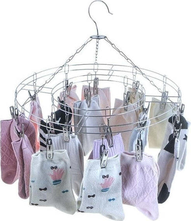 Stendibiancheria-15-Mollette-Tondo-Diametro-30cm-In-Acciaio-Stendino-Biancheria