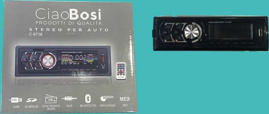 Stereo Auto Autoradio Lettore Mp3 Bluetooth Aux Usb Orologio Telecomando Cx-9736 Elettronica/Elettronica per veicoli/Elettronica per auto/Sistemi audio/Autoradio Trade Shop italia - Napoli, Commerciovirtuoso.it