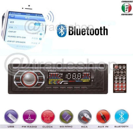 Stereo Auto Bluetooth Autoradio Vivavoce Radio Fm Mp3 Usb Aux Sd Card 45w X 4 Elettronica/Elettronica per veicoli/Elettronica per auto/Sistemi audio/Autoradio Trade Shop italia - Napoli, Commerciovirtuoso.it