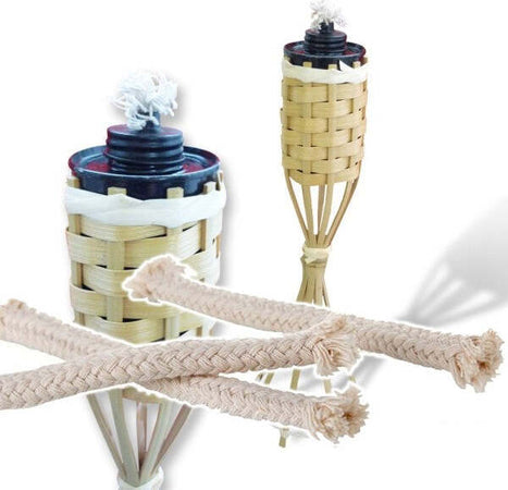 Stoppino-In-Cotone-Lungo-Cm-30-Per-Le-Torce-In-Bamboo-6-Pezzi-Giardino-Ferr
