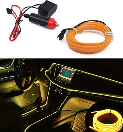 Strip Led 3 Metri Per Interni Auto Decorativa con Presa Accendisigari Colore GIALLO