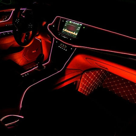 Striscia-Led-Fluorescente-Rosso-Luci-Ambiente-Neon-12v-14w-Illuminazione-Auto