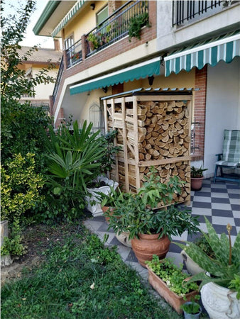 Struttura Coprilegnaia e Pallet Verde Eco Dimensioni 110x130 Cm Giardino e giardinaggio/Riscaldamenti e bracieri da esterno/Accessori per camini esterni/Portalegna Ogomondo - Martina Franca, Commerciovirtuoso.it