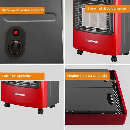 Stufa-A-Gas-Pieghevole,Infrarossi,Accensione-Piezoelettrica,Adatta-Per-GPL/Butano/Propano,A-15-Kg,Sistema-ODS