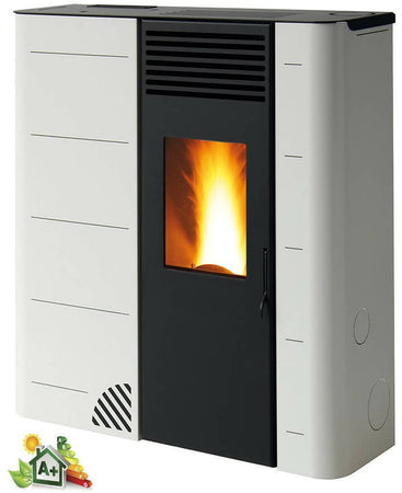 Stufa a Pellet Bio Gs 90 Stufa a Pellet Slim 26 Cm - 9 Kw Con Uscita Fumi Superiore, Laterale Dx, Posteriore Dx Biotermika