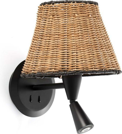 SUMBA Lampada da parete nera/ratan con lettore Illuminazione/Illuminazione per interni/Illuminazioni per pareti/Applique Led Mall Home - Napoli, Commerciovirtuoso.it