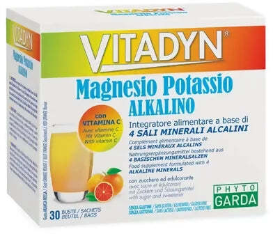 super offerta 2 confezioni Vitadyn Magnesio+potassio Alkalino Con Vitamina C Integratore Alimentare A Base Di Sali Minerali Alcalini 30 bustine a soli 20,00€