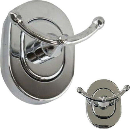 Supporto-Appendino-2-Ganci-Asciugamano-Accappatoio-Acciaio-A-Parete-Arredo-Bagno