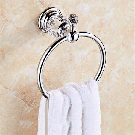 Supporto-Porta-Asciugamano-Anello-Cristallo--52825-15x11cm-Muro-Parete-Bagno