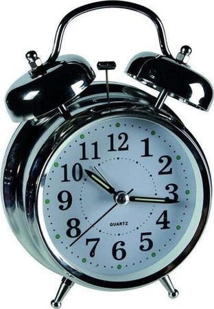 Sveglia-In-Metallo-Cromato-Orologio-Analogico-A-Batteria-Da-Tavolo-18-X-12-Cm