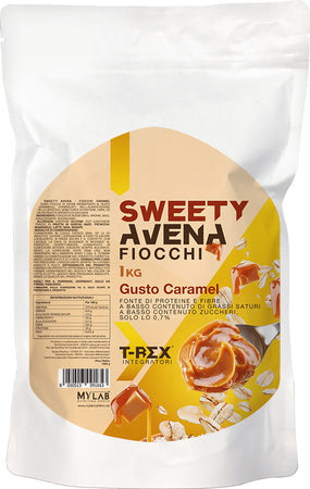 Sweety Avena Fiocchi Di Avena Aromatizzati Al Caramello T-rex - Ideali Per Porridge Proteico, Pancake Proteici - A Basso Contenuto Di Grassi E Zuccheri - Per Colazione Fitness E Snack Alimentari e cura della casa/Cereali e muesli/Farina e pappa d'avena MyLab Nutrition - Roma, Commerciovirtuoso.it