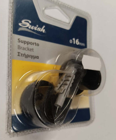 SWISH---SUPPORTO-A-PARETE-PER-TENDE-CON-FISSAGGIO-A-VITE-Ø16MM---COLORE-NERO-LACCATO