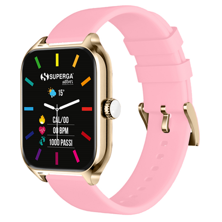 Smartwatch superga alluminio gold quadrata silicone pink f. swt-stc007