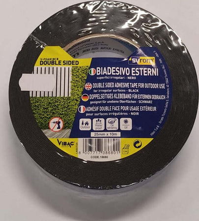 SYROM---NASTRO-BIADESIVO-V-FOAM-80-B-TERMO-25MMx10MT---PER-SUPERFICI-ESTERNE-IRREGOLARI---COLORE-NERO
