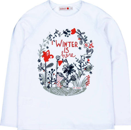 T-Shirt Bambina Bianca Stampata Inverno Maniche Lunghe Maglietta in Cotone Maglia Girocollo Bianco Bimba Stampa Multi Color t-shirt bambina Piccole Canaglie - Tropea, Commerciovirtuoso.it