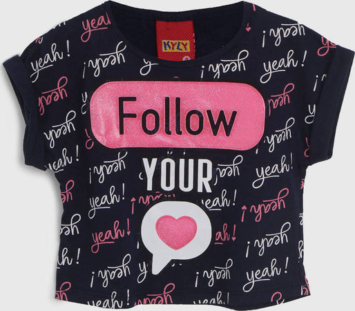 T-Shirt Bambina Mezze Maniche Girocollo Rosa e Blu Maglietta Estiva Bimba 100% Cotone Follow Your Navy Blue e Rosa Maglia Maniche Corte T-SHIRT Piccole Canaglie - Tropea, Commerciovirtuoso.it