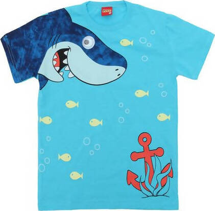 T-SHIRT Bambino 100% Cotone Azzurra Stampata Squalo Maglia Mezze Maniche Girocollo Bimbo Maglietta Estiva Stampa Multi Colore Pesci Azzurro T-SHIRT Piccole Canaglie - Tropea, Commerciovirtuoso.it