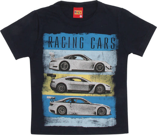 T-SHIRT Bambino 100% Cotone Blu Stampata Macchine Maglia Mezze Maniche Girocollo Bimbo Maglietta Estiva Stampa Multi Colore Macchina Azzurro T-SHIRT Piccole Canaglie - Tropea, Commerciovirtuoso.it