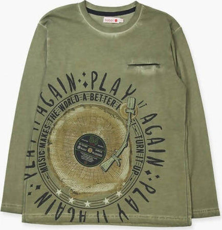 T-Shirt Bambino Maniche Lunghe Verde Stampata 100% Cotone Maglia Girocollo Verde Militare con Tasca Maglietta Bimbo t-shirt bambino Piccole Canaglie - Tropea, Commerciovirtuoso.it