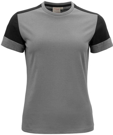 T-shirt Bicolore Prime Grigio Nero Maglietta Donna Misto Cotone Organico Poliestere Riciclato Ecosostenibile