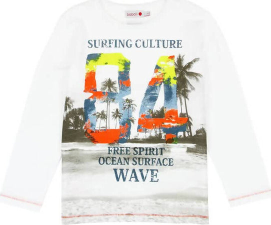 T-Shirt Bimbo Bianca 100% Cotone Stampata Multi Colore Maglia Maniche Lunghe 83 Spring Couture Bambino Girocollo Colorata Maglietta t-shirt bambino Piccole Canaglie - Tropea, Commerciovirtuoso.it