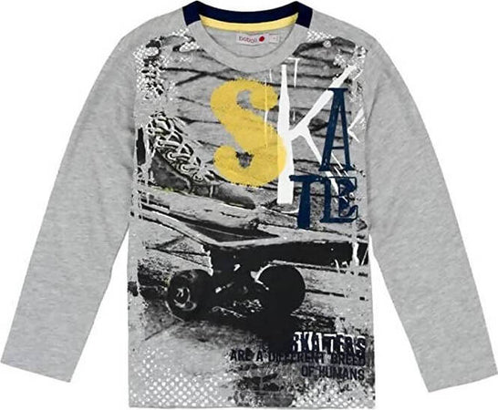 T-Shirt Bimbo Grigia Stampa Graffiti Gialla Maglia Maniche Lunghe Bambino in Cotone Girocollo Multi Color Maglietta in Cotone t-shirt bambino Piccole Canaglie - Tropea, Commerciovirtuoso.it