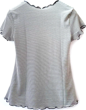 T-shirt Donna a Righe Elasticizzata Maglia Maniche corte con Bordo a Contrasto Maglietta Estiva Girocollo Casual ART. DT71977B maglia donna L'Orchidea - Siderno, Commerciovirtuoso.it