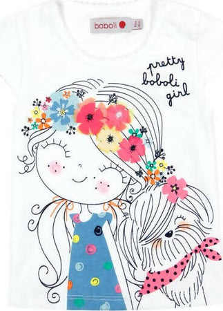 T-Shirt Estiva Bambina Maniche Corte Girocollo Maglietta Stampata Bimba 100% Cotone Maglia Mezze Maniche Bianco Bambino Estate Colorata Boboli t-shirt baby femmina Piccole Canaglie - Tropea, Commerciovirtuoso.it