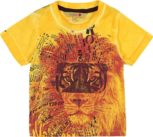 T-Shirt Estiva Bambino Gialla Stampa Leone Maglia Mezze Maniche Girocollo Gialla Maglietta Colorata 100% Cotone Bimbo Estiva t-shirt baby maschio Piccole Canaglie - Tropea, Commerciovirtuoso.it