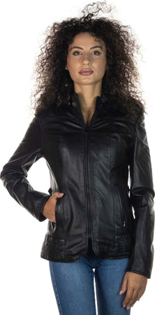T100---Giacca-Donna-Nero-con-Cappuccio-in-vera-pelle