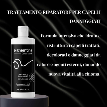 Pigmentina color mask maschera riparazione intensa per capelli secchi e danneggiati | ripristina il colore naturale del capello 200ml (capelli scuri)