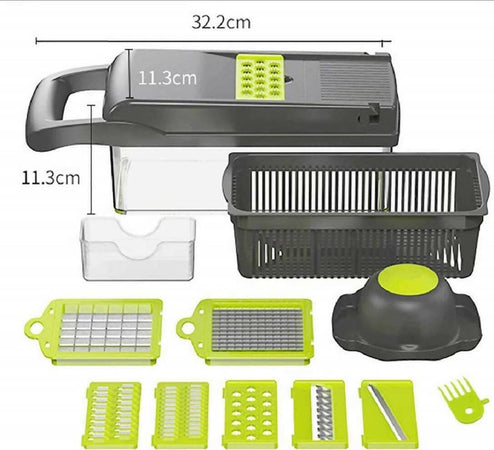 Tagliaverdura Mandolina 13 In 1, Affetta - Grattugia - Tritatutto Da Cucina Multifunzione Con 7 Lame Intercambiabili Regolabili Casa e cucina/Utensili da cucina/Affettaverdure e mandolini da cucina TradeKard - Acerra, Commerciovirtuoso.it