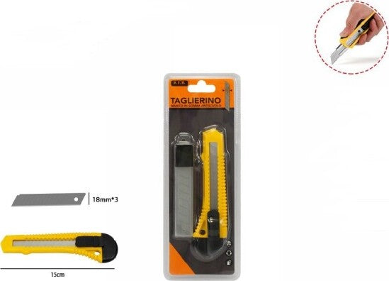 Taglierino-Cutter-Professionale-15-Cm-Con-Fermo-Blocco-Guida-Lame-Da-18-Mm-71075