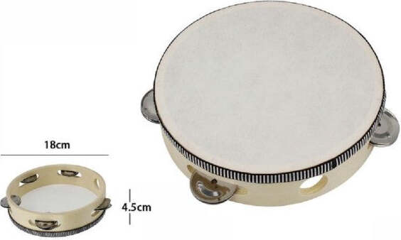 Tamburello-Tamburo-Leggero-In-Legno-E-Pelle-Diametro-18-X-4.5-Cm-53673a